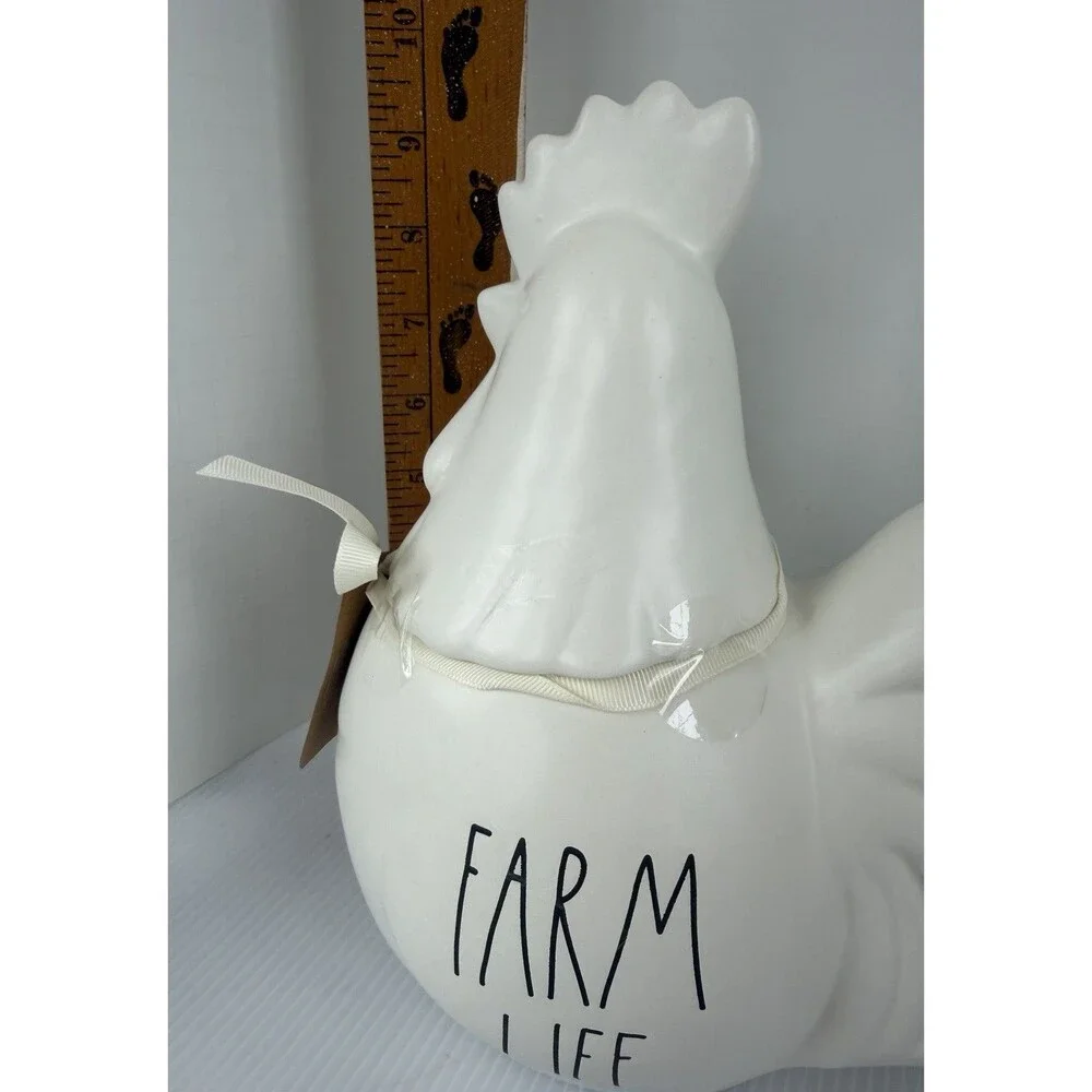 Rae Dunn FARM LIFE Rooster Figure Canister Jar Rustic Kitchen Decor 10” Chicken